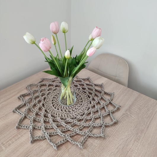 Image of Pakamera Serweta szydełkowa ażurowa ze sznurka bawełnianego 55cm