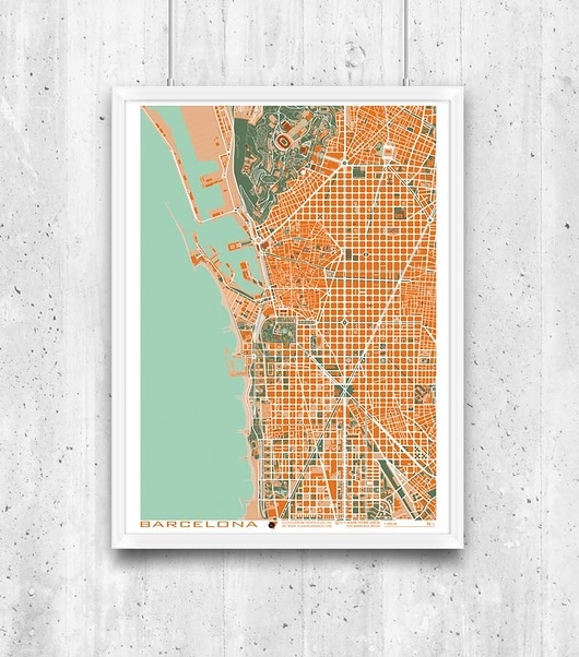 Image of Pakamera Plakat Barcelona - plan miasta