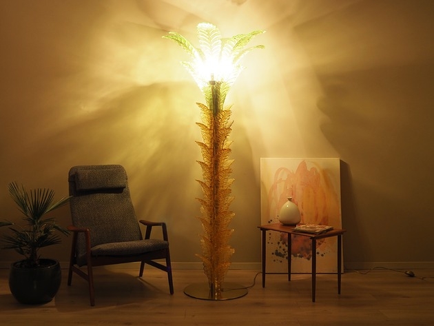 Image of Lampa Palma, szkło Murano, włoski design, lata 70, produkcja: Włochy