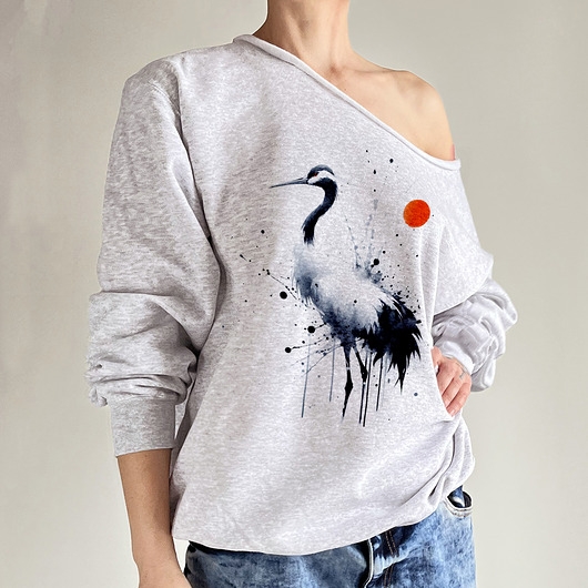 Image of Pakamera Żuraw niebieski, bluza cięta Ciepły róż
