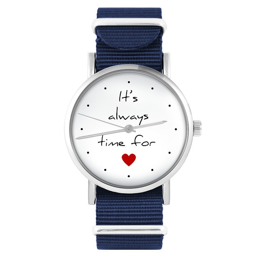 Image of Zegarek - Time for love - granatowy, nylonowy