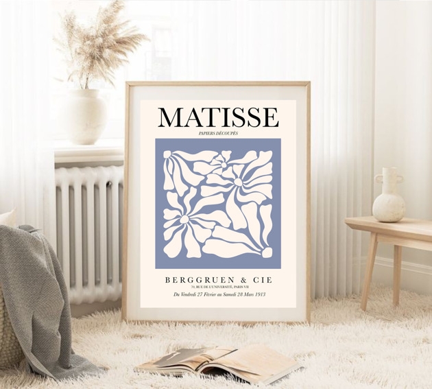 Image of PLAKAT abstrakcyjny Matisse niebieski beżowy obraz