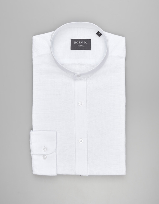 Image of Pakamera Koszula limido ze stójką 00556 długi rękaw biały slim fit