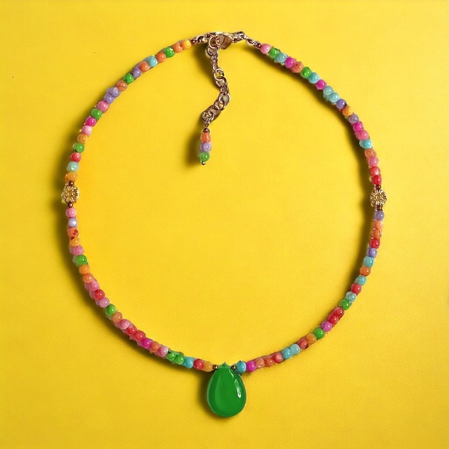 Image of Pakamera Choker : summer collection : kolorowa muszla, jadeit