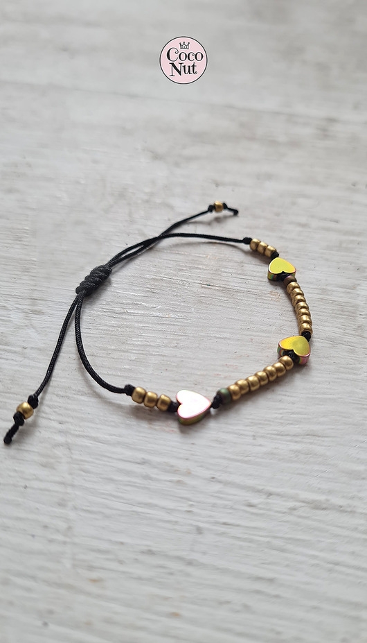Image of Pakamera Bransoletka LOVE serce hematyt 3-Gold-Pink