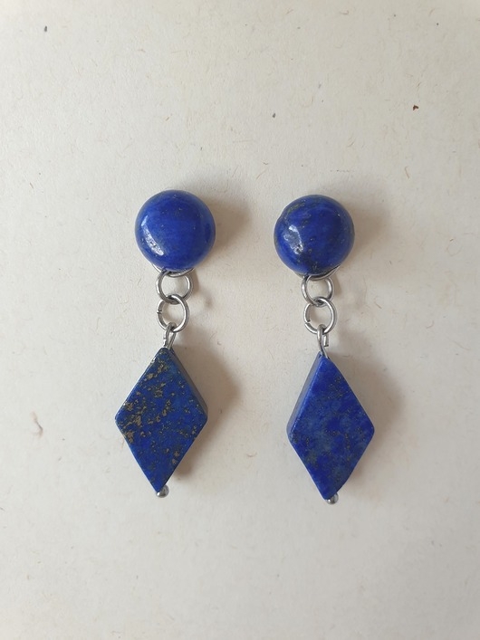 Image of Pakamera Kolczyki ROMBY lapis lazuli