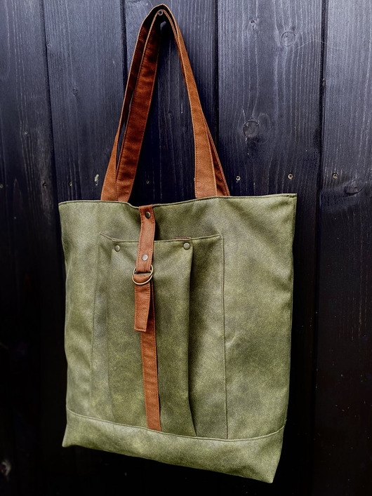 Image of Torba tote XXL - zieleń, koniak