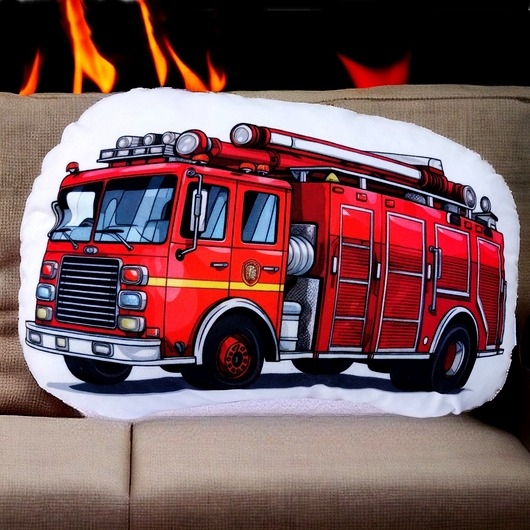 Image of Poduszka straż pożarna przytulanka autko maskotka auto strażackie