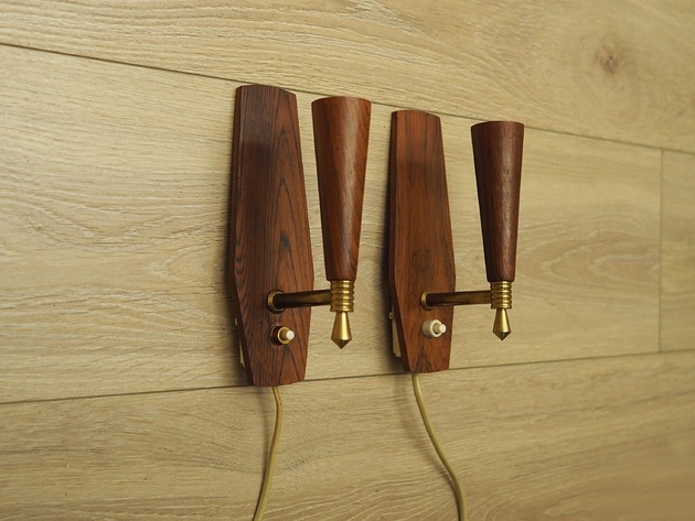 Image of Pakamera Komplet dwóch kinkietów ściennych, duński design, lata 70, produkcja: Dania