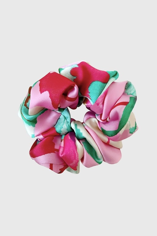 Image of Pakamera Gumka do włosów kwiatowy wzór Scrunchie Medium Hibiscus