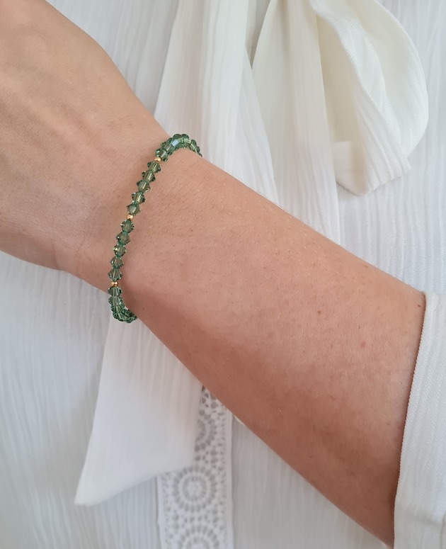 Image of Pakamera Kryształki Swarovski bransoletka zieleń