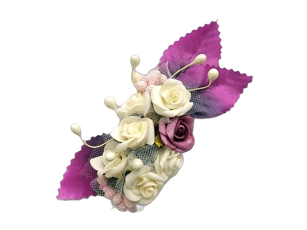 Image of Broszka kwiatowa - róże z fioletem
