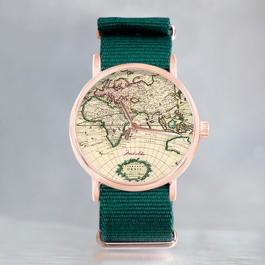 Image of Vintage World - zegarek z mapą świata