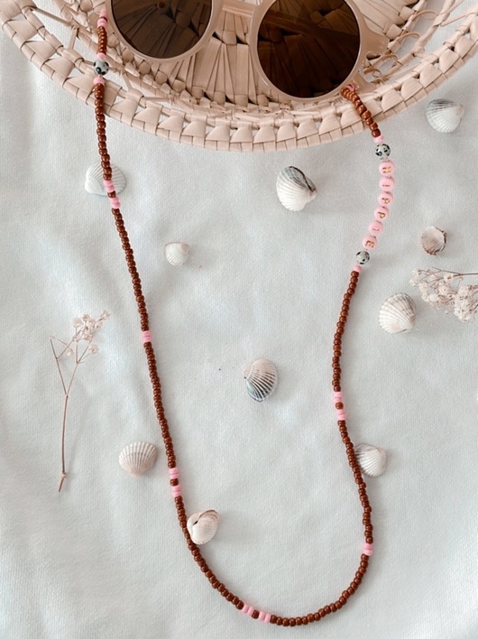 Image of Pakamera Łańcuszek do okularów HIPPIE boho pink