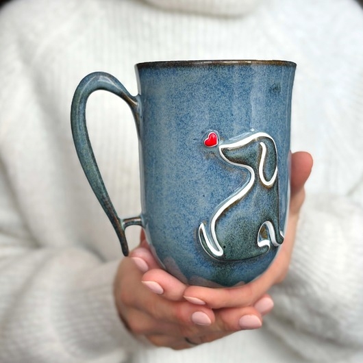 Image of Pakamera Kubek Ceramiczny 300ml Piesio z Serduchem