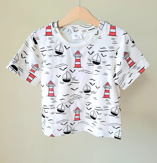 Image of Pakamera T-Shirt dziecięcy zmieniający kolory w słońcu - statki