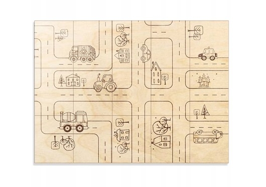 Image of Pakamera Puzzle z autami Układanki drewniane dla dzieci AUTA z grawerem Zabawka