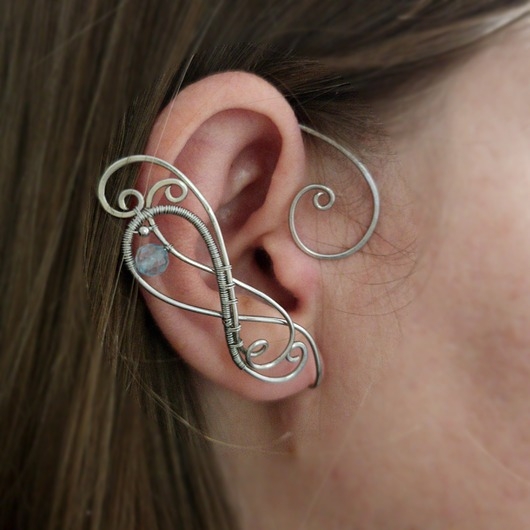 Image of Pakamera Nausznica zausznica błękitny topaz wire wrapping