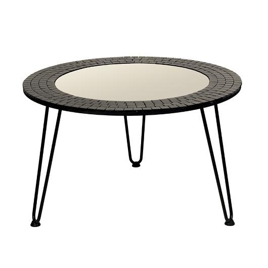 Image of Stolik kawowy z lustrem, czarny okrągły stolik, nogi metal, glamour, BALMAKO