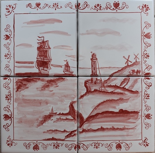 Image of Pakamera Kafle holenderskie żaglowiec i latarnia morska