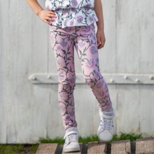 Image of Pakamera Legginsy dziewczęce zmieniające kolory - kwiaty