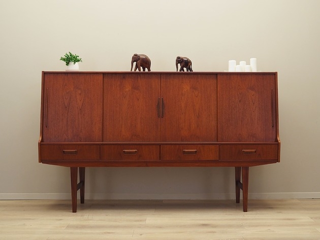 Image of Highboard tekowy, duński design, lata 60, produkcja: Dania