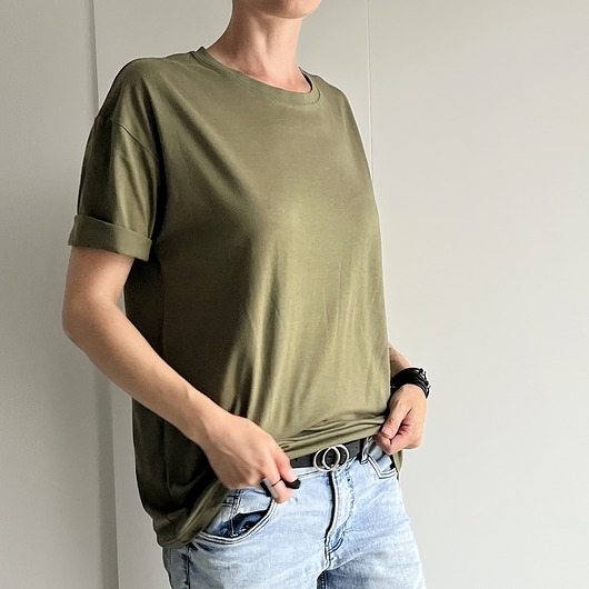 Image of Basic luźny tshirt oversize Ciemne khaki