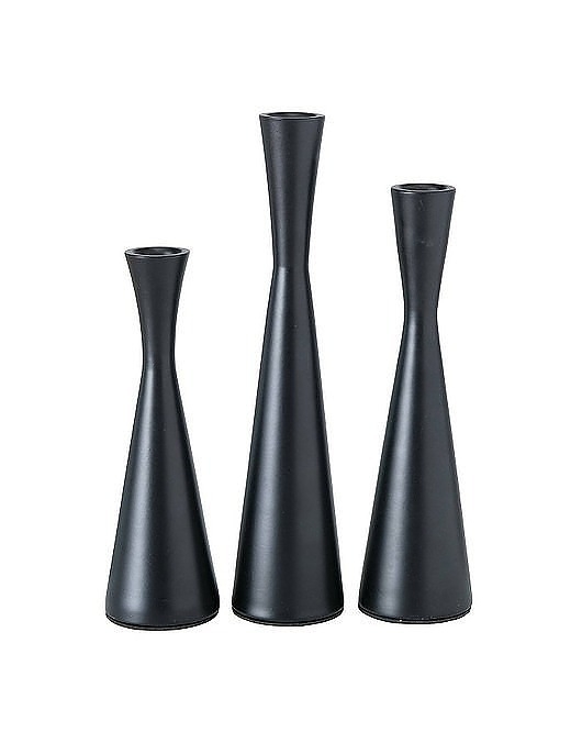 Image of Pakamera Świecznik Metalowy 3 szt. Komplet Świeczników Black