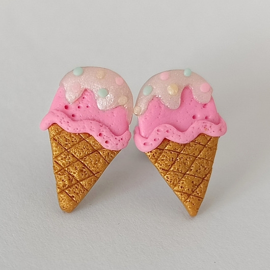 Image of Pakamera Kolczyki Różowe Lody w Rożku