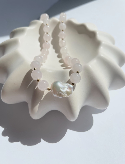 Image of Pakamera Naszyjnik z kwarcem różowym Pearl