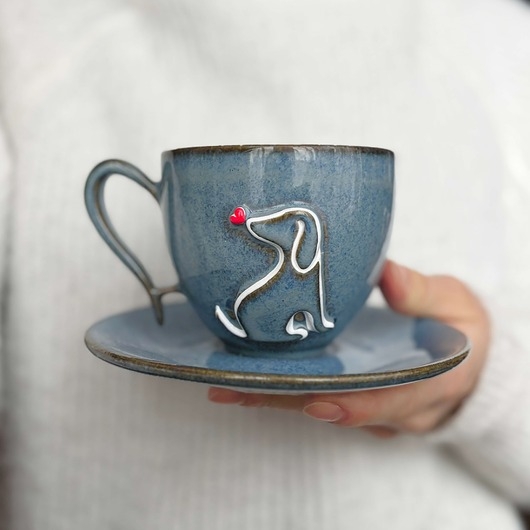 Image of Pakamera Filiżanka Ceramiczna 220ml Piesio z Serduszkiem