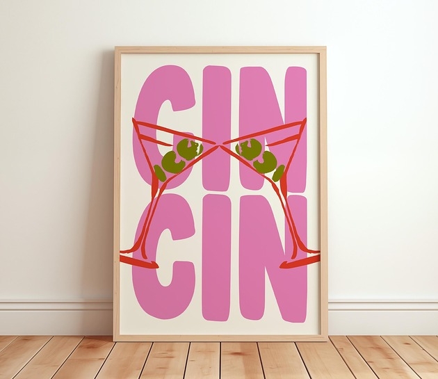 Image of Pakamera Grafika z kieliszkami i napisem CIN CIN