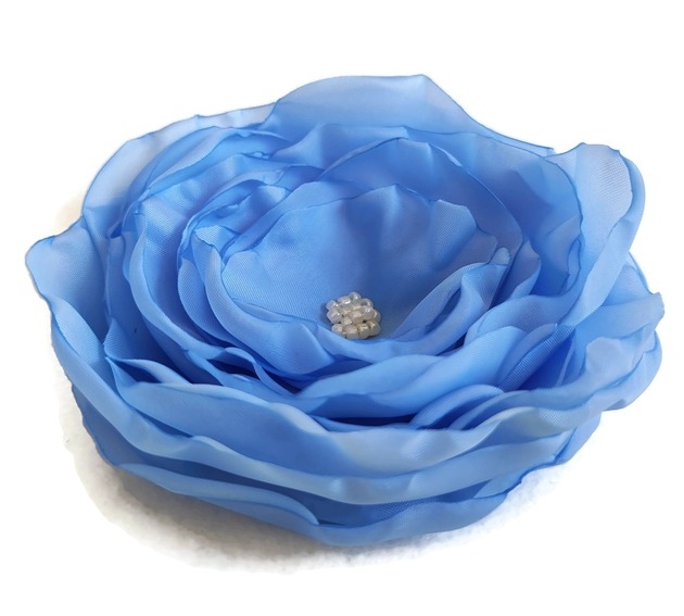 Image of Pakamera Duża broszka jasno niebieska 12cm kwiat kwiatek