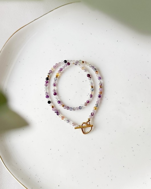 Image of Pakamera Kolorowy Naszyjnik Choker z Fluorytem