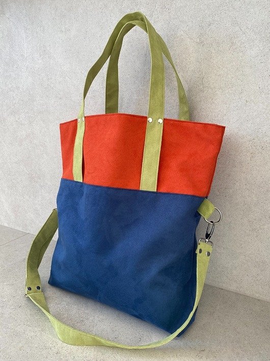 Image of Pakamera Torba na ramię-color block - kobalt, c.pom.,l imonka