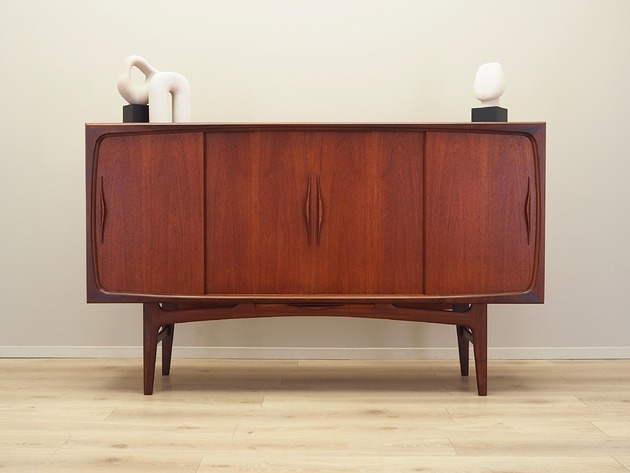 Image of Highboard tekowy, duński design, lata 70, produkcja: Dania