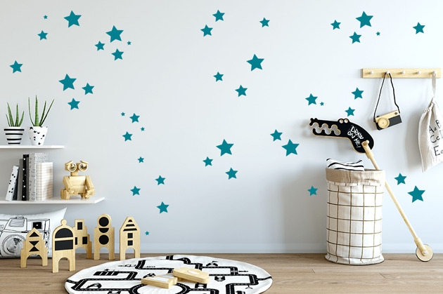 Image of Naklejki na ścianę do pokoju dziecka. Gwiazdki w kolorze morskim