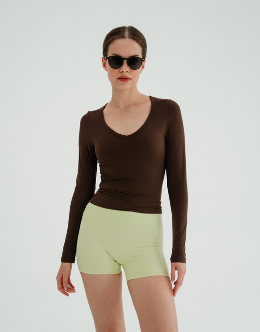 Image of Pakamera Longsleeve do jogi damski NY CHIC - mocha brown