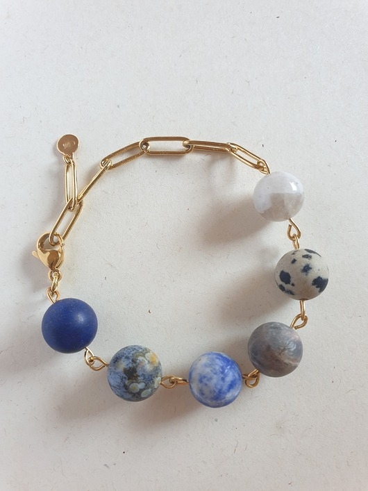 Image of Bransoletka KULKA 6 labradoryt, lapis lazuli, jaspis oceaniczny,