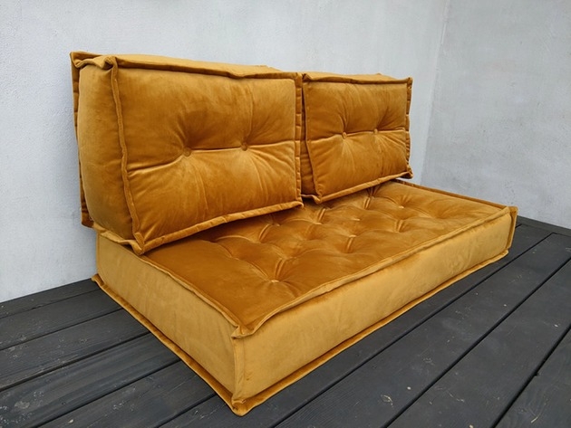 Image of Pakamera Sofa modułowa Futon materac francuski Velvet Siedzisko na podłogę