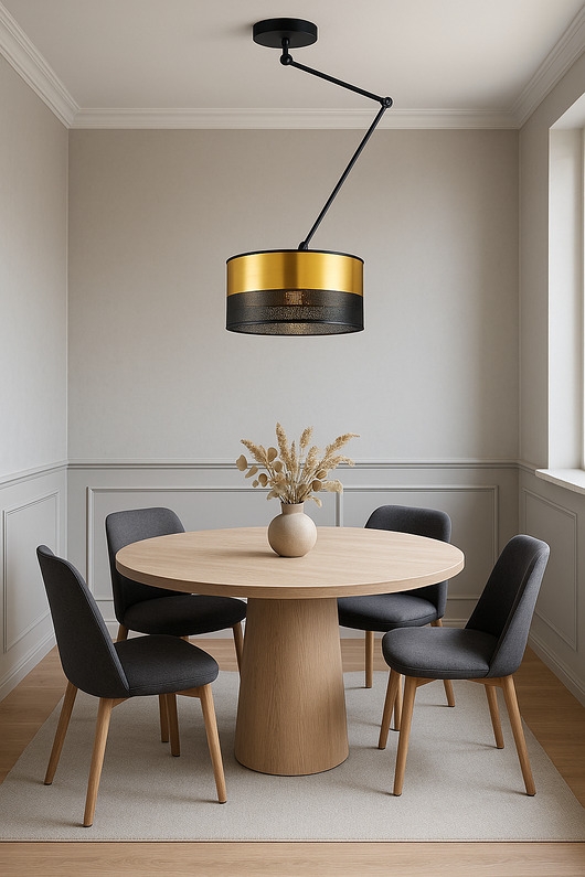 Image of Pakamera Czarno-złota lampa sufitowa na wysięgniku ruchomym nad stół NEWA GLAM