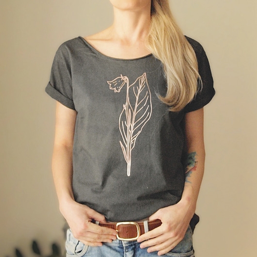 Image of Pakamera Konwalia rose gold Szara czeko Krótki Oversize