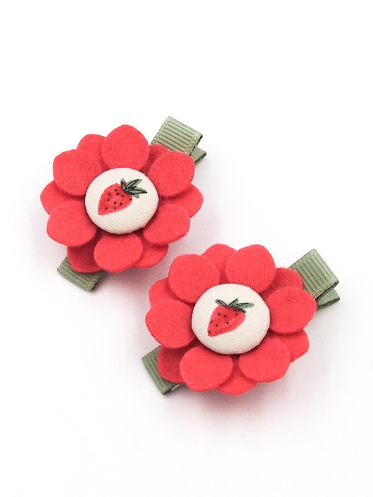 Image of Pakamera Spinki do włosów kwiatki truskawki Strawberry