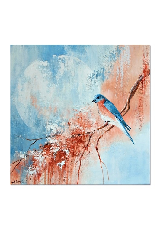 Image of Obraz ptak, nowoczesny obraz ptaki malowany na płótnie