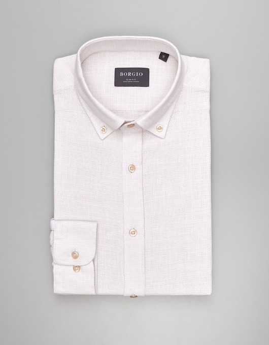 Image of Pakamera Koszula limido 00559 długi rękaw beżowy slim fit
