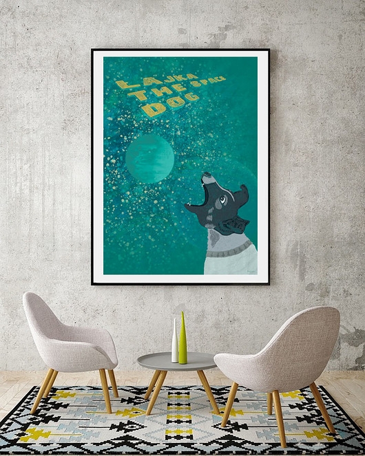 Image of Pakamera Łajka, kosmiczny pies - plakat 61x91 cm