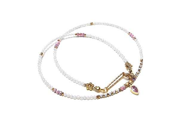 Image of Pakamera Kwarc różowy i rubiny /choker/ - Szlachetna kolekcja