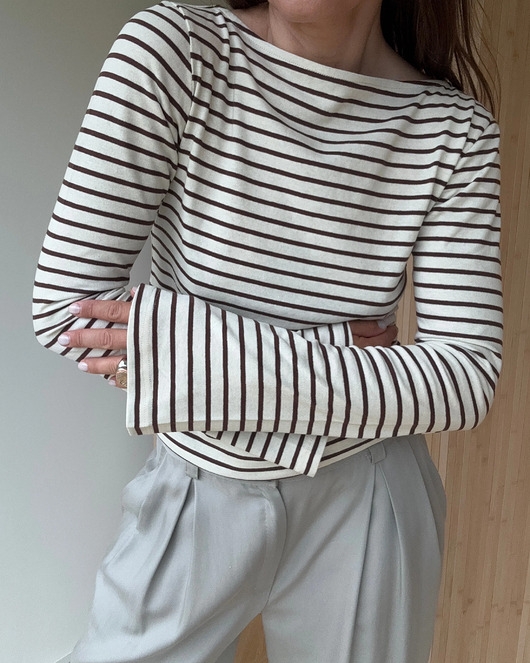 Image of Pakamera Longsleeve Sense choclate stripes bawełna