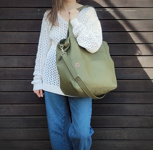 Image of Lazy bag Pocket torba zielona ekoskóra oversize