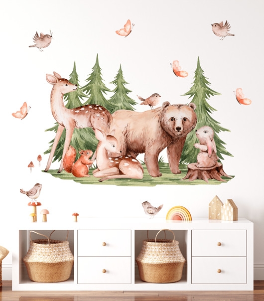 Image of Pakamera Naklejka ścienna Leśne Zwierzątka 70 x 100 cm